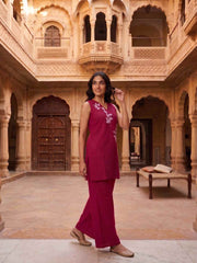 Floral Embroidered Tunic with Palazzos