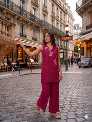 Floral Embroidered Tunic with Palazzos