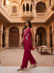 Floral Embroidered Tunic with Palazzos