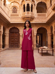 Floral Embroidered Tunic with Palazzos