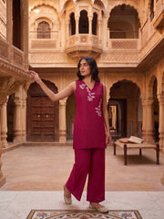 Floral Embroidered Tunic with Palazzos