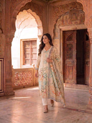 Women Printed Regular Kurta with Trousers & With Dupatta