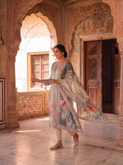 Women Floral Printed Regular Kurta with Trousers & With Dupatta