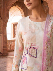 Women Floral Printed Regular Thread Work Kurta with Trousers & With Dupatta