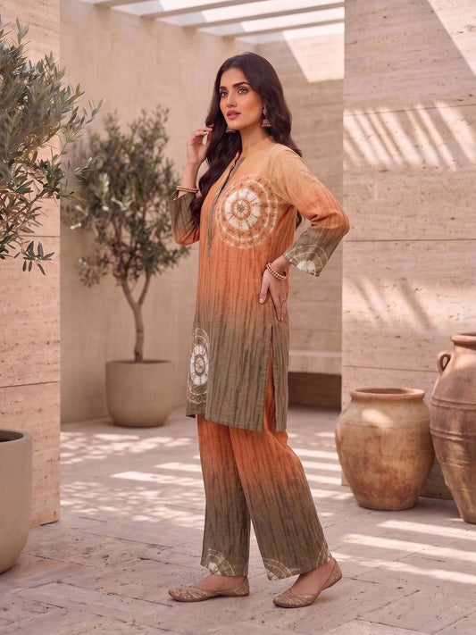 Tie and Dye Dyed Tunic with Trousers
