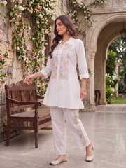 Floral Embroidered Tunic with Trousers