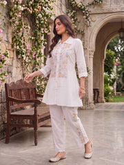 Floral Embroidered Tunic with Trousers