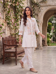 Floral Embroidered Tunic with Trousers