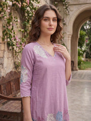 Floral Embroidered Tunic with Trousers