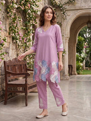 Floral Embroidered Tunic with Trousers