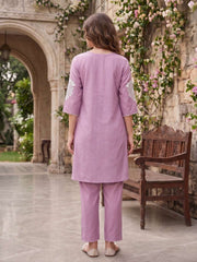 Floral Embroidered Tunic with Trousers
