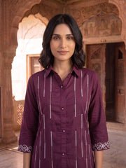 Floral Embroidered Tunic with Trousers