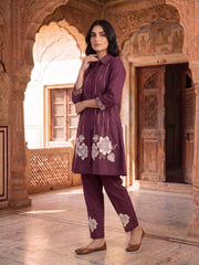 Floral Embroidered Tunic with Trousers