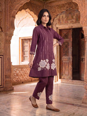 Floral Embroidered Tunic with Trousers