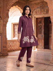Floral Embroidered Tunic with Trousers