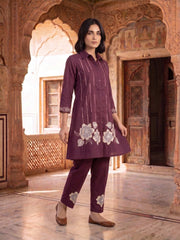Floral Embroidered Tunic with Trousers