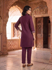 Floral Embroidered Tunic with Trousers