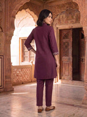 Floral Embroidered Tunic with Trousers