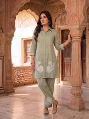 Floral Embroidered Tunic with Trousers