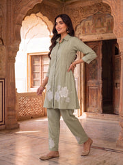 Floral Embroidered Tunic with Trousers