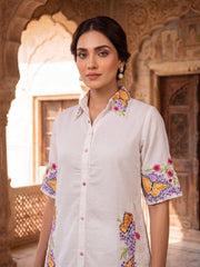 Floral Embroidered Shirt with Palazzos