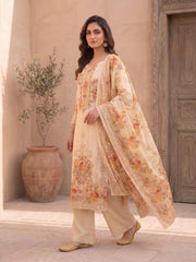 Women Floral Printed Regular Pure Silk Kurta with Trousers & With Dupatta