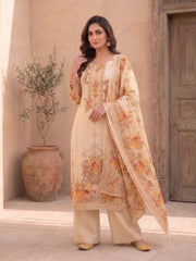 Women Floral Printed Regular Pure Silk Kurta with Trousers & With Dupatta