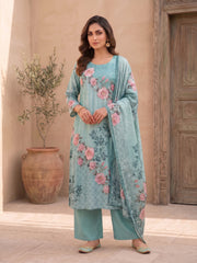 Women Floral Printed Regular Pure Silk Kurta with Palazzos & With Dupatta