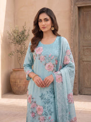 Women Floral Printed Regular Pure Silk Kurta with Palazzos & With Dupatta