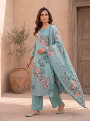 Women Floral Printed Regular Pure Silk Kurta with Palazzos & With Dupatta