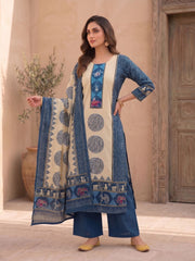 Women Ethnic Motifs Printed Regular Pure Silk Kurta with Palazzos & With Dupatta