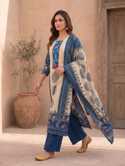 Women Ethnic Motifs Printed Regular Pure Silk Kurta with Palazzos & With Dupatta