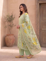 Women Floral Printed Regular Sequinned Pure Silk Kurta with Palazzos & With Dupatta