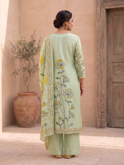 Women Floral Printed Regular Sequinned Pure Silk Kurta with Palazzos & With Dupatta