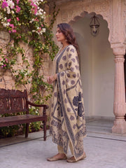Women Ethnic Motifs Printed Regular Pure Silk Kurta with Trousers & With Dupatta