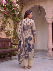 Women Ethnic Motifs Printed Regular Pure Silk Kurta with Trousers & With Dupatta