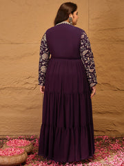 Embroidered Fit & Flared Maxi Ethnic Dresses