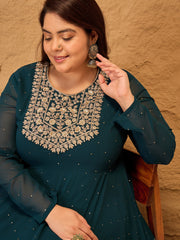 Women Embroidered A-Line Maxi Ethnic Dress