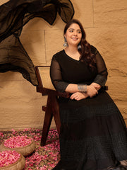 Ethnic Motifs Embroidered Thread Work Georgette Anarkali Kurta with Dupatta