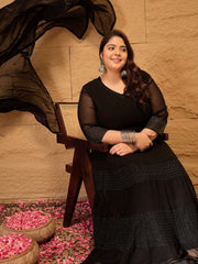 Ethnic Motifs Embroidered Thread Work Georgette Anarkali Kurta with Dupatta