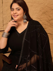 Ethnic Motifs Embroidered Thread Work Georgette Anarkali Kurta with Dupatta