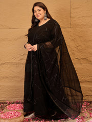 Ethnic Motifs Embroidered Thread Work Georgette Anarkali Kurta with Dupatta