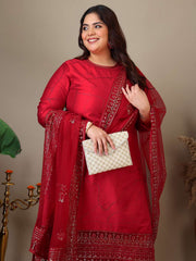 Women Ethnic Motifs Regular Sequinned Kurta with Trousers & With Dupatta
