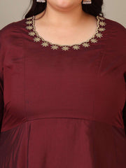 Women Ethnic Motifs Embroidered Panelled Kurta with Trousers & With Dupatta