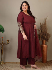 Women Ethnic Motifs Embroidered Panelled Kurta with Trousers & With Dupatta