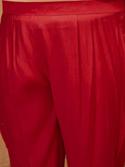 Plus Size Floral Yoke Design Straight Kurta With Trousers & Dupatta