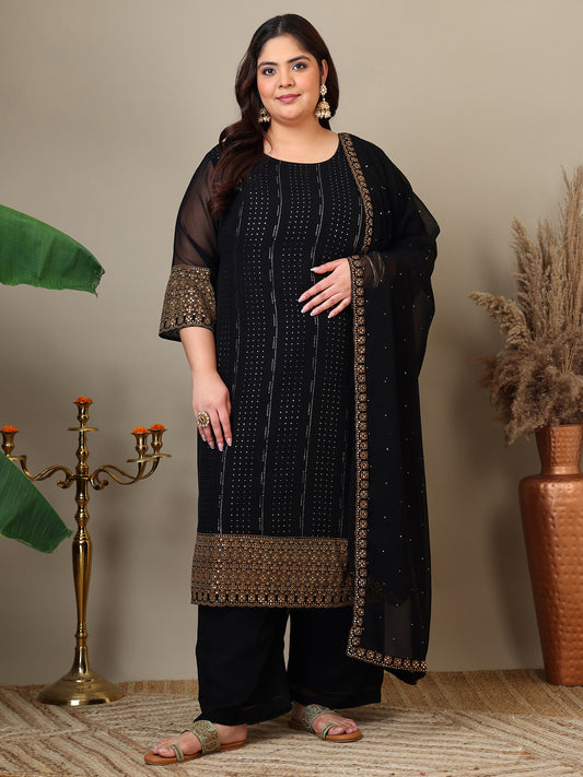 Women Plus Size Ethnic Motifs Printed Kurta with Palazzo & Dupatta