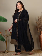 Women Plus Size Ethnic Motifs Printed Kurta with Palazzo & Dupatta