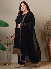 Women Plus Size Ethnic Motifs Printed Kurta with Palazzo & Dupatta