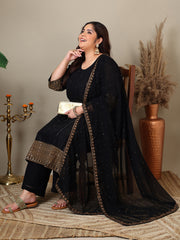 Women Plus Size Ethnic Motifs Printed Kurta with Palazzo & Dupatta